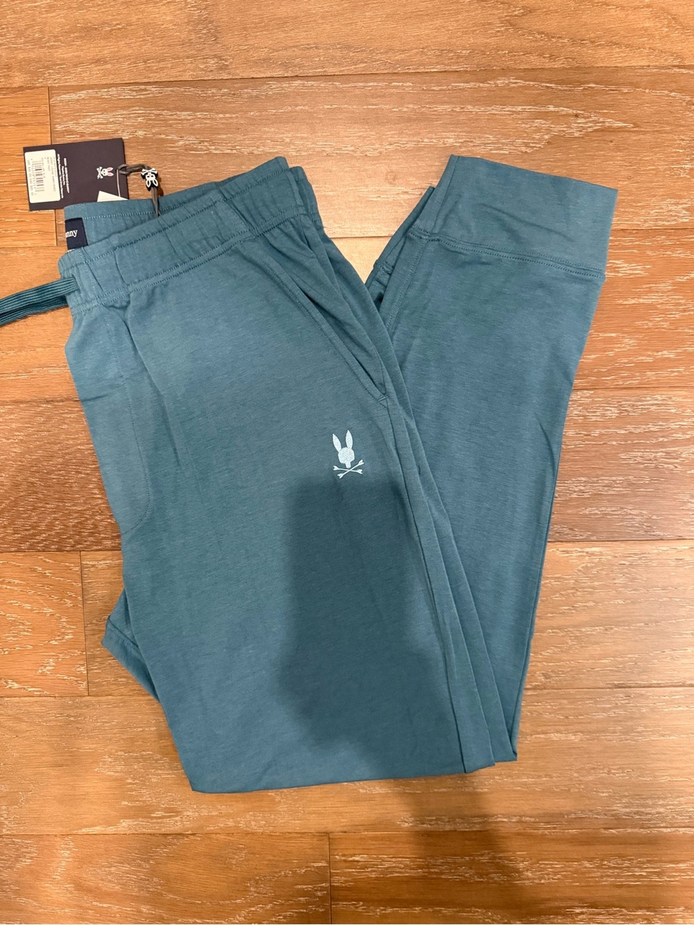 Psycho Bunny Teal Blue Elastic Waist Joggers Pima Cotton Blend